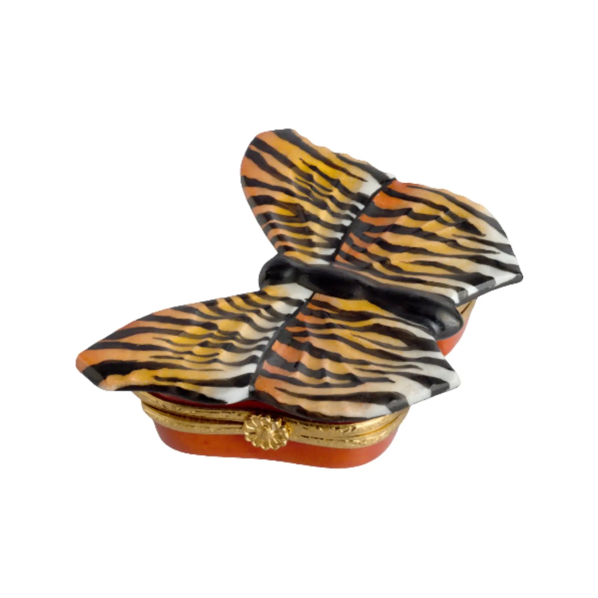 Zebra Butterfly Porcelain Limoges Butterfly French Trinket Box