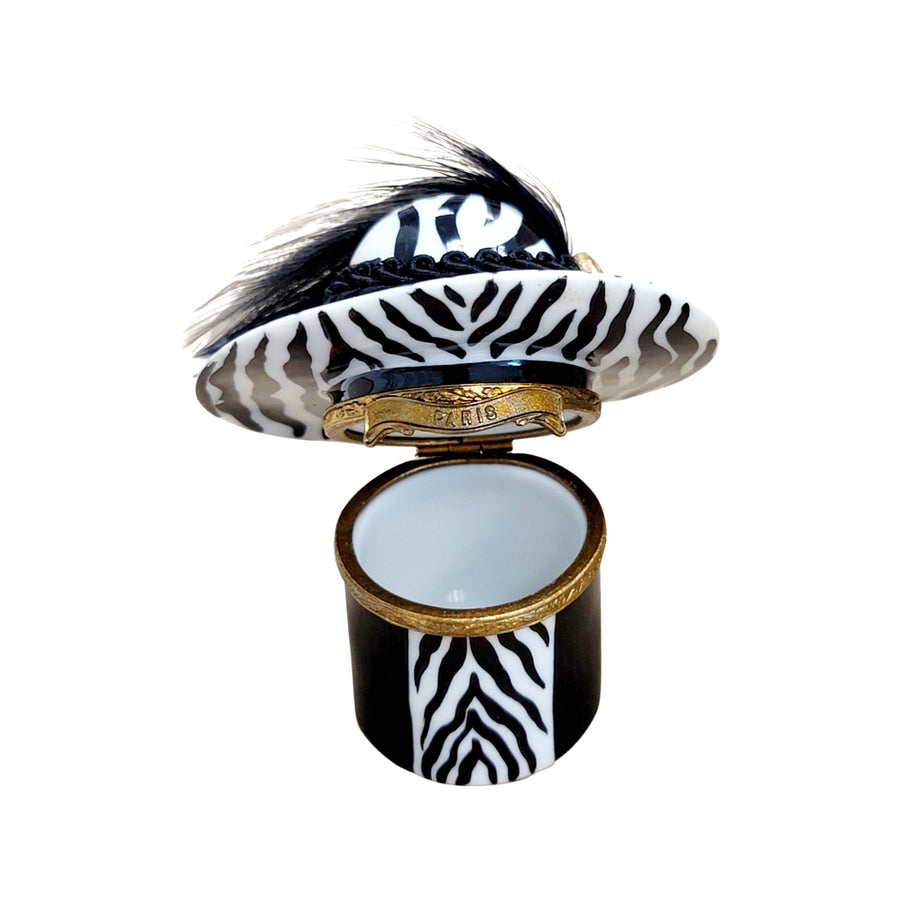 Zebra Hat Fashion Limoges Box Porcelain Figurine-shoe figurine LIMOGES BOXES-CH8C114