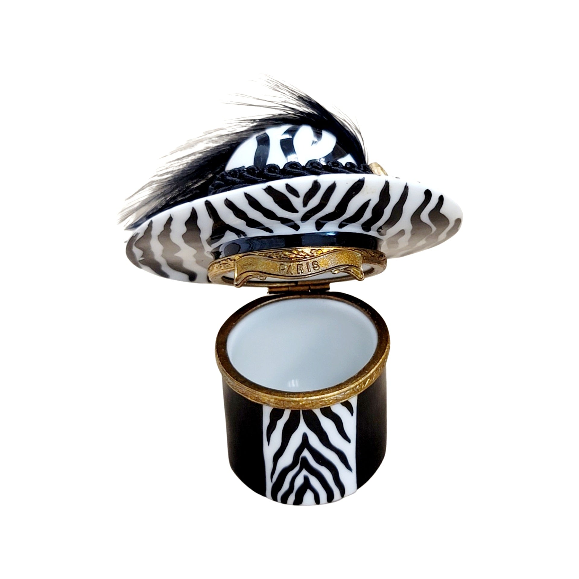 Zebra Hat Porcelain Treasure Porcelain Limoges shoe figurine LIMOGES BOXES French Trinket Box