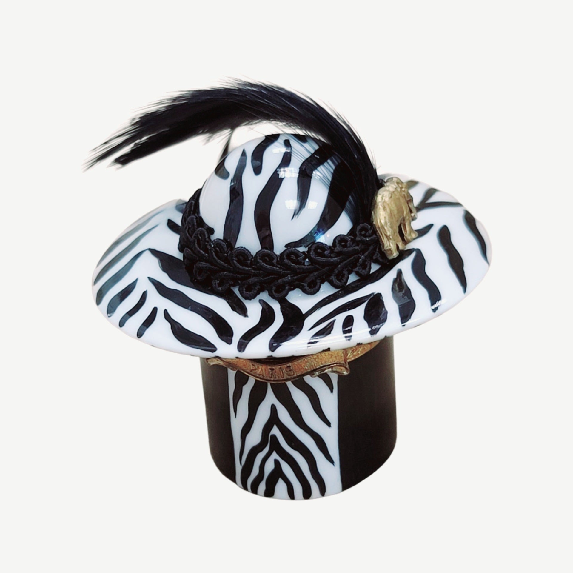 Zebra Hat Porcelain Treasure Porcelain Limoges shoe figurine LIMOGES BOXES French Trinket Box