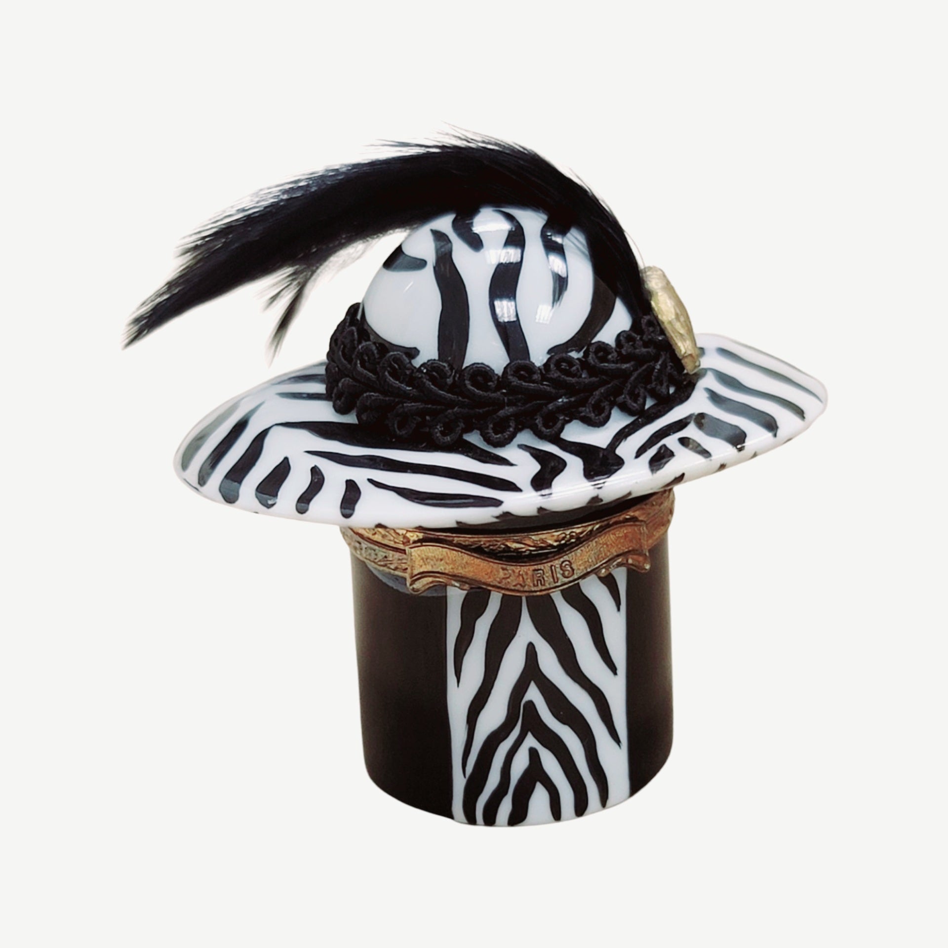 Zebra Hat Porcelain Treasure Porcelain Limoges shoe figurine LIMOGES BOXES French Trinket Box