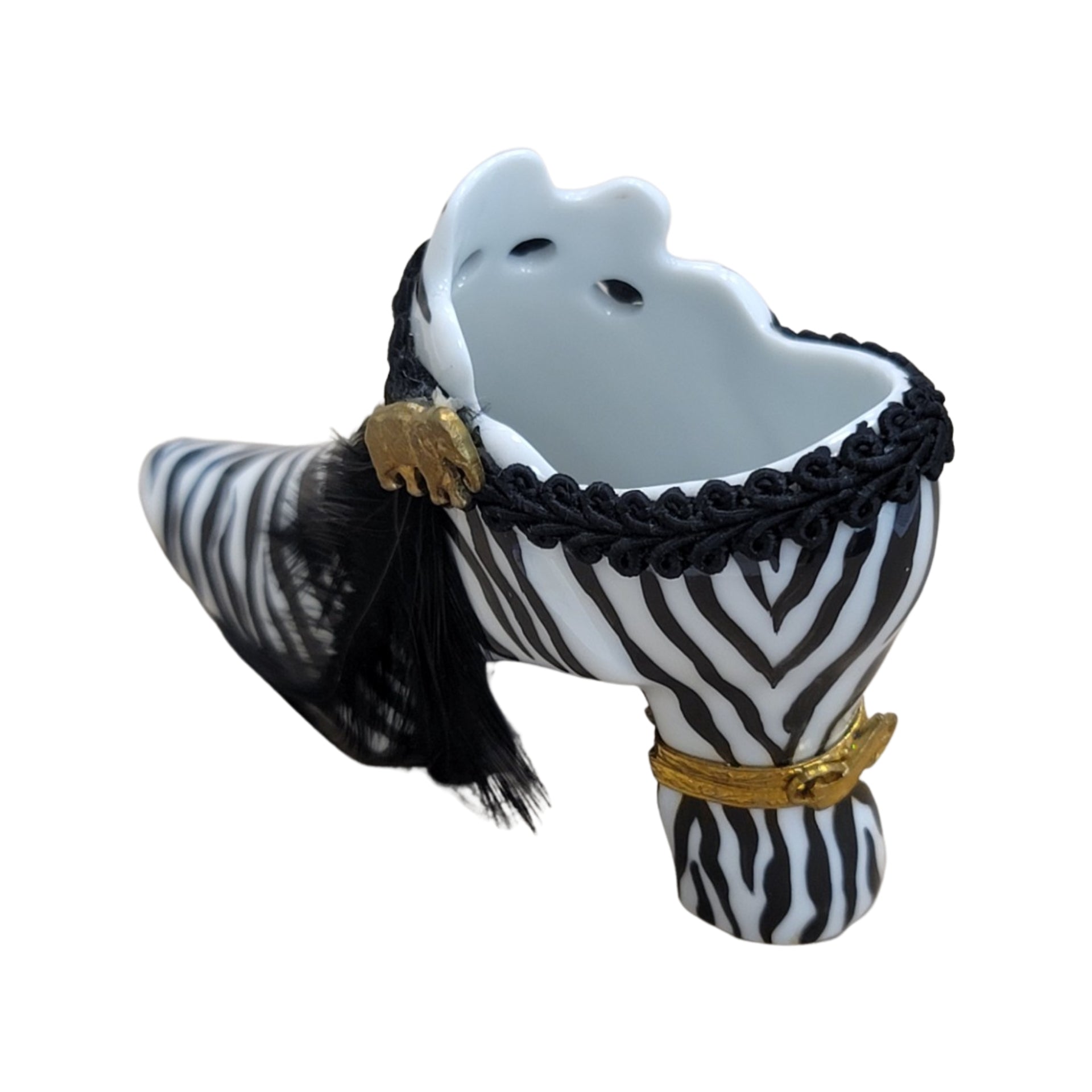 Zebra Print Shoe Elegance Porcelain Limoges shoe figurine LIMOGES BOXES French Trinket Box