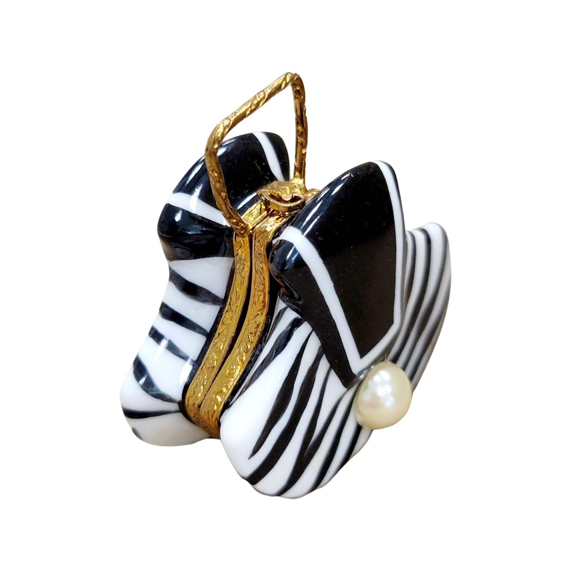 Zebra Purse Limoges Box Porcelain Limoges fashion purse figurine LIMOGES BOXES French Trinket Box