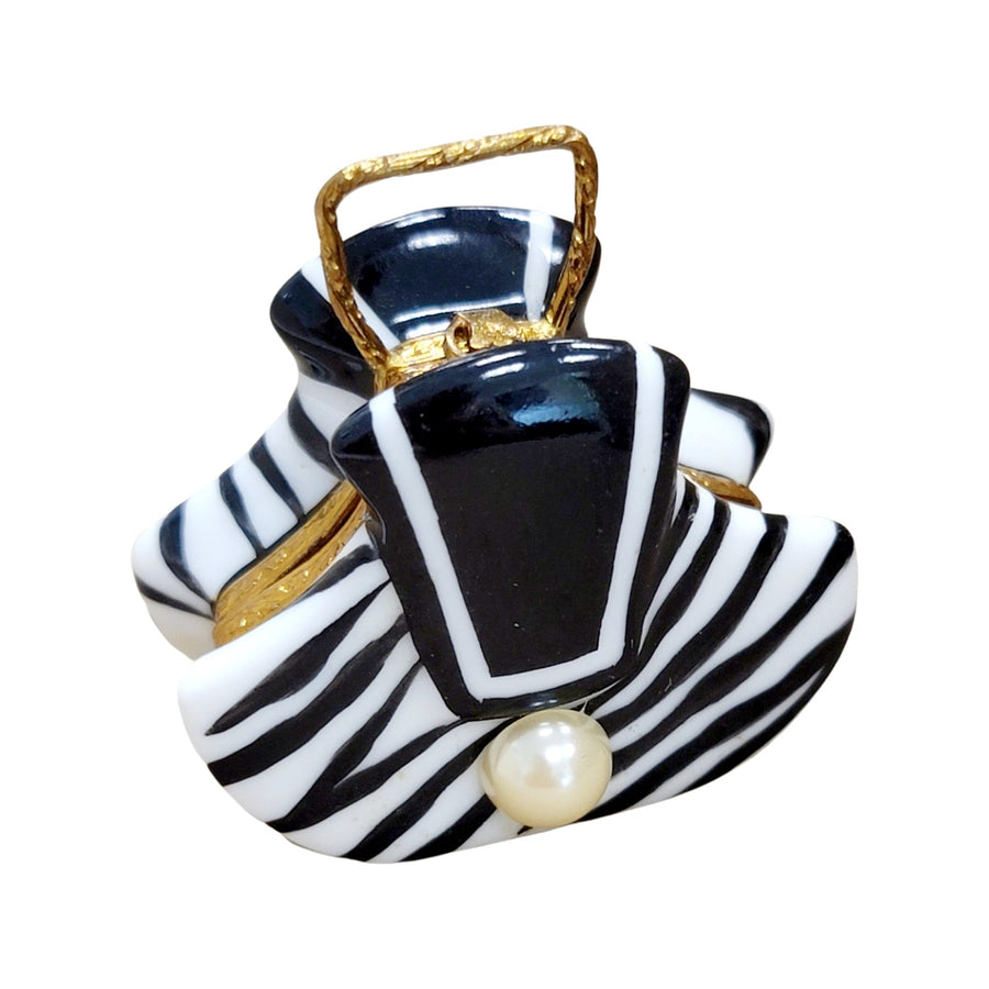 Zebra Purse Limoges Box Porcelain Limoges fashion purse figurine LIMOGES BOXES French Trinket Box