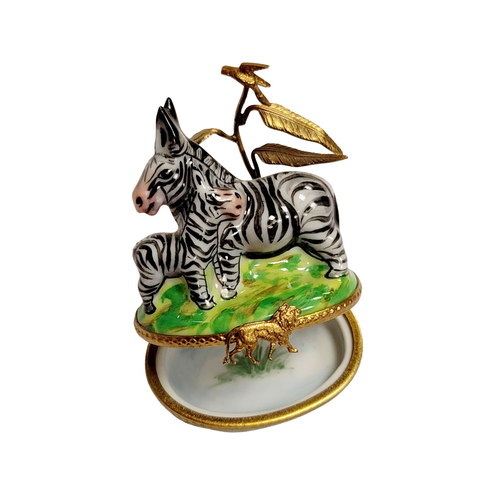 Zebra and Baby Jungle Treasure Porcelain Limoges wild animals French Trinket Box
