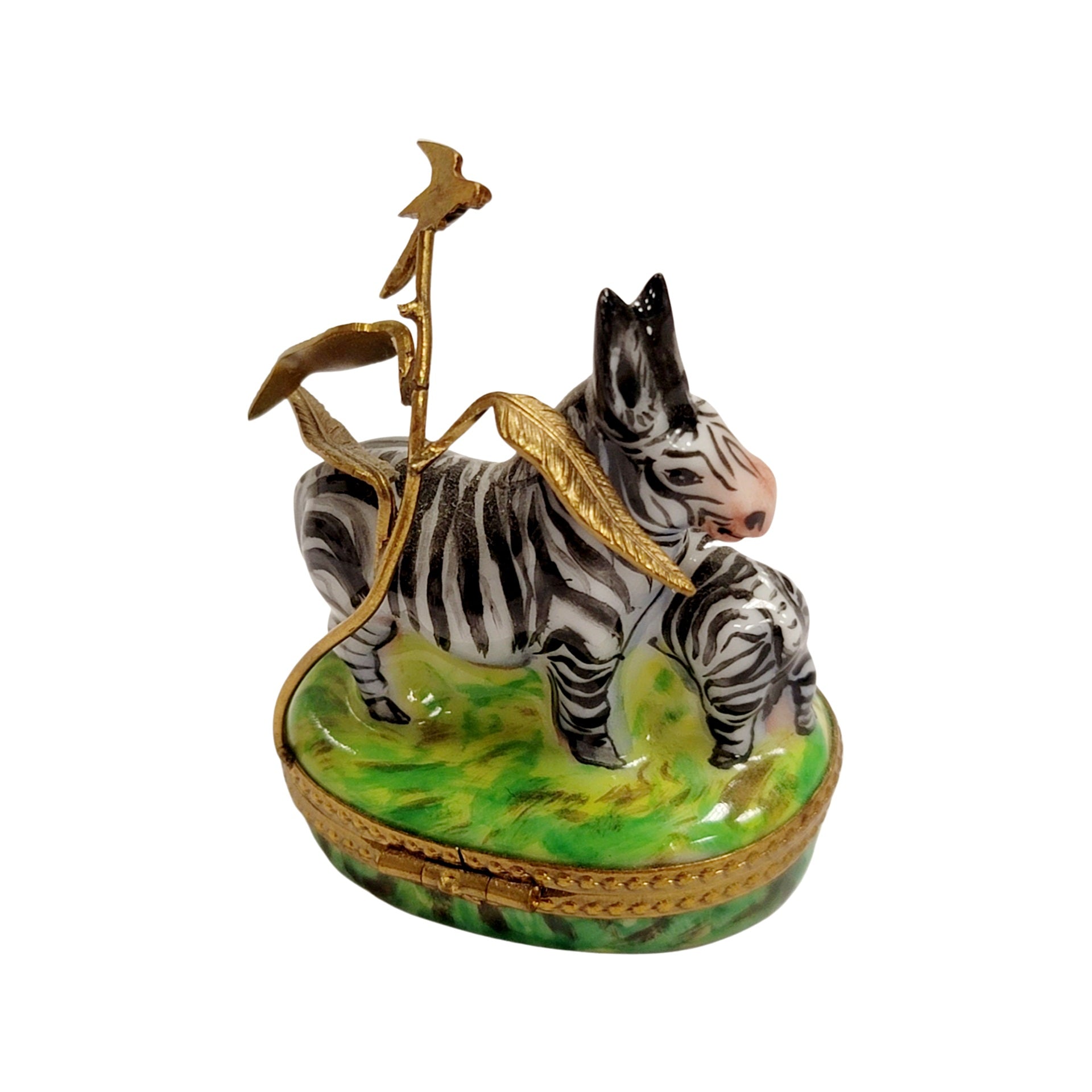 Zebra and Baby Jungle Treasure Porcelain Limoges wild animals French Trinket Box