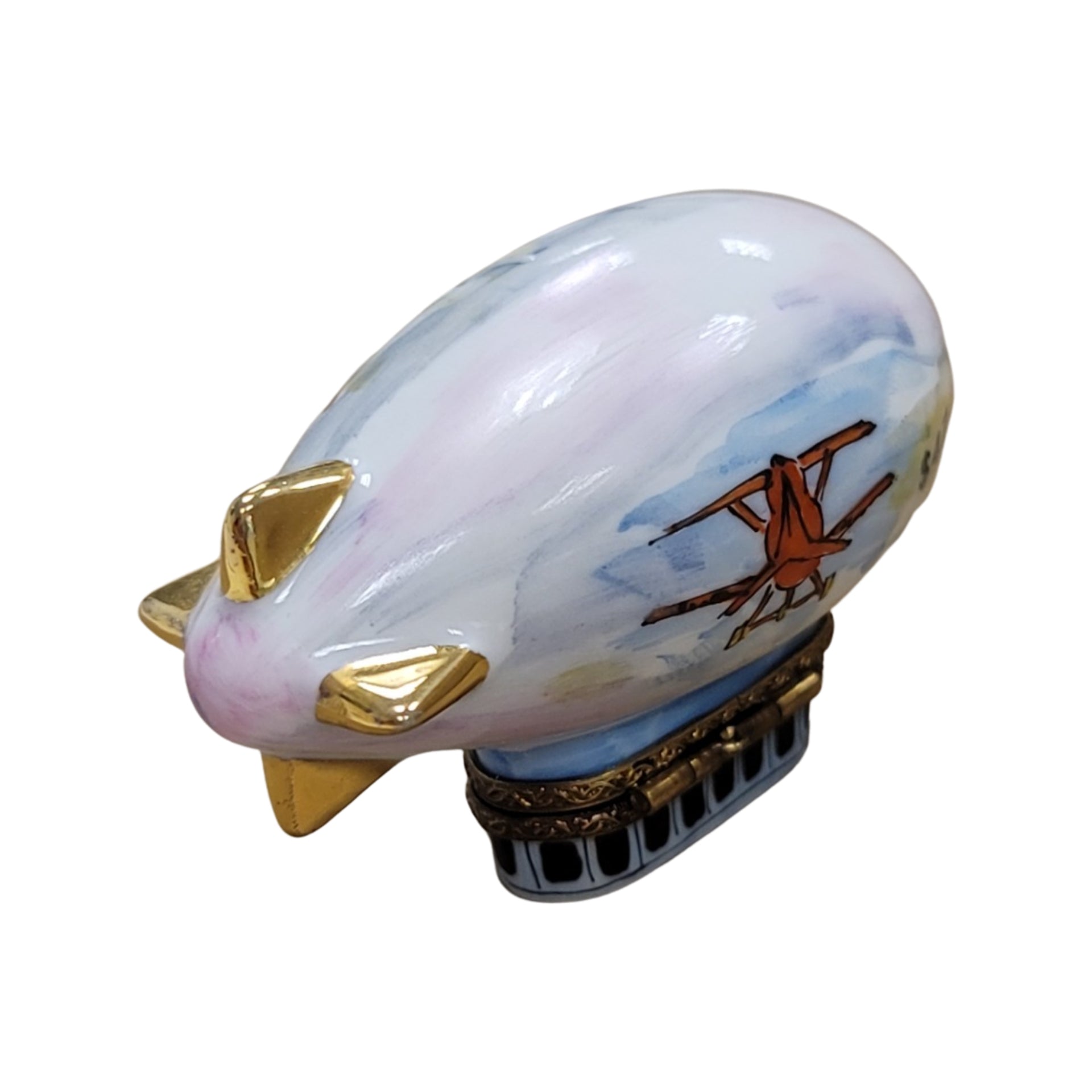 Zeppelin Balloon Porcelain Treasure Porcelain Limoges vehicle travel French Trinket Box