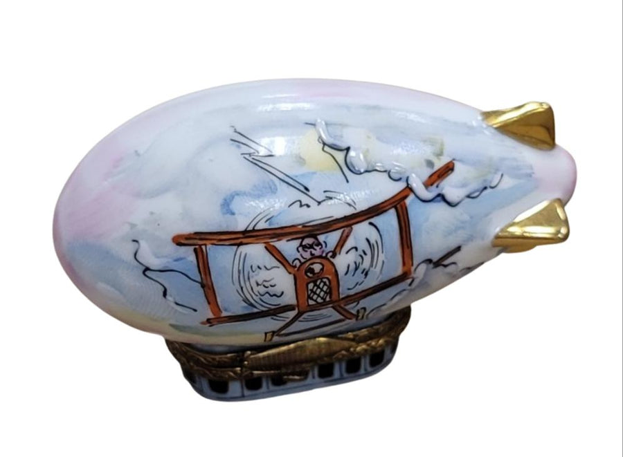 Zeppelin Balloon Porcelain Treasure Porcelain Limoges vehicle travel French Trinket Box