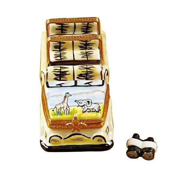 Africa Safari Vehicle with Binoculars Porcelain Limoges travel vehicle limoges boxes French Trinket Box