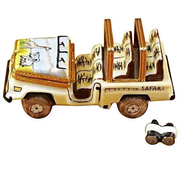 Africa Safari Vehicle with Binoculars Porcelain Limoges travel vehicle limoges boxes French Trinket Box
