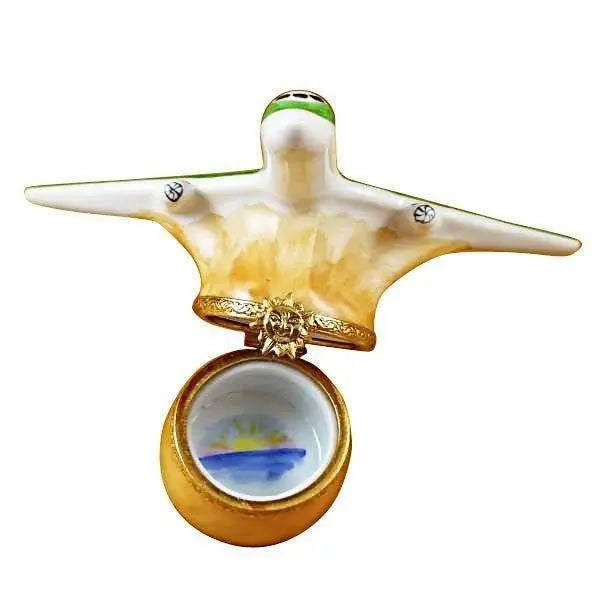 Airplane - Airlines Porcelain Limoges travel moving vehicle French Trinket Box