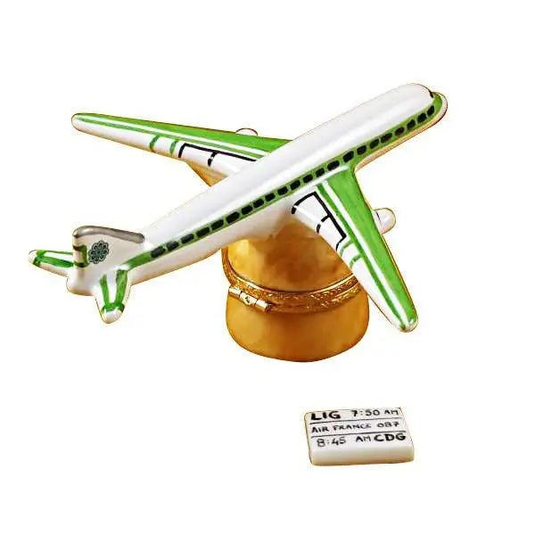 Airplane - Airlines Porcelain Limoges travel moving vehicle French Trinket Box