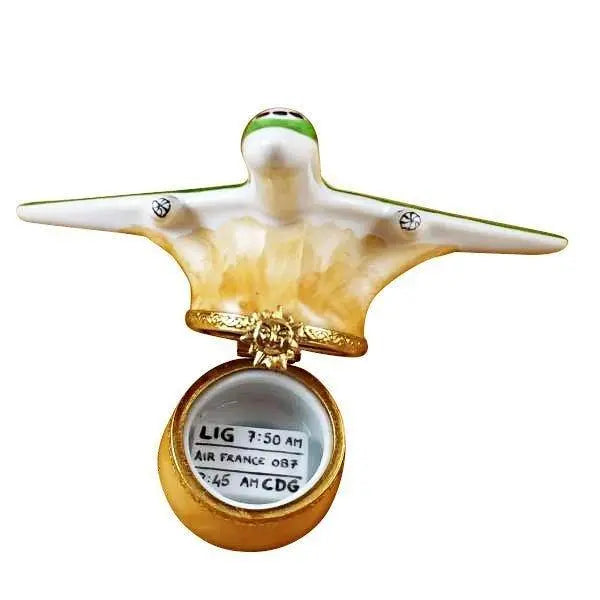 Airplane - Airlines Porcelain Limoges travel moving vehicle French Trinket Box