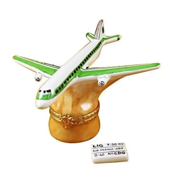 Airplane - Airlines Porcelain Limoges travel moving vehicle French Trinket Box