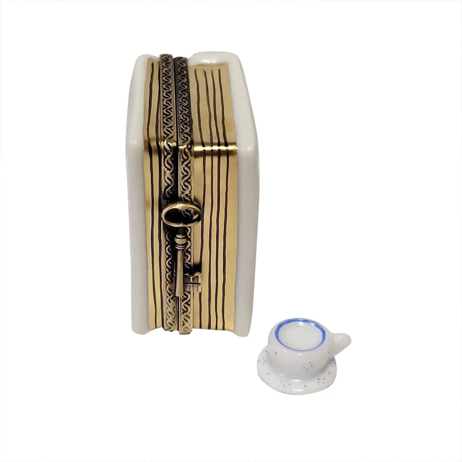 Alice In Wonderland Book with Tea Cup Porcelain Limoges Fairy Book French Trinket Box