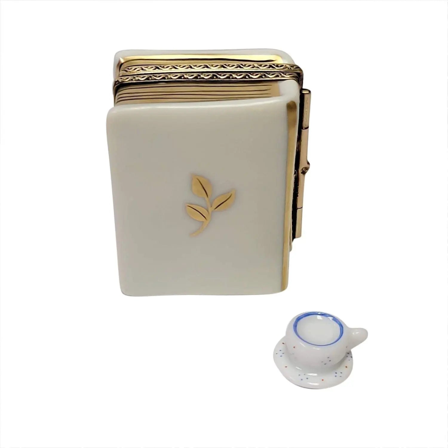 Alice In Wonderland Book with Tea Cup Porcelain Limoges Fairy Book French Trinket Box