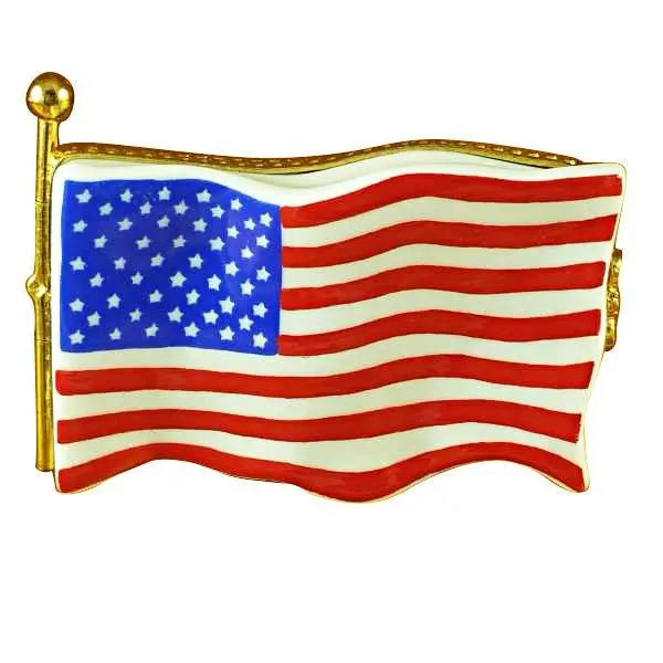 American Flag Porcelain Limoges Patriotic United States French Trinket Box