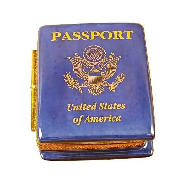 American Passport Porcelain Limoges Travel patriotic united states French Trinket Box
