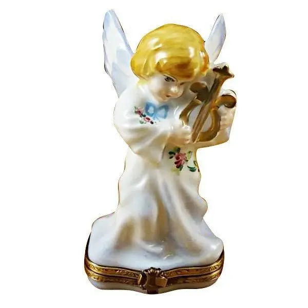 Angel with Lyre Porcelain Limoges xmas theme angel music Christian French Trinket Box