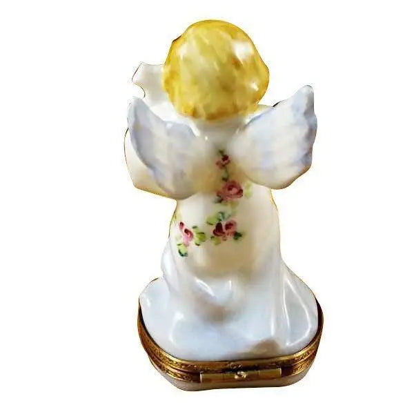 Angel with Lyre Porcelain Limoges xmas theme angel music Christian French Trinket Box