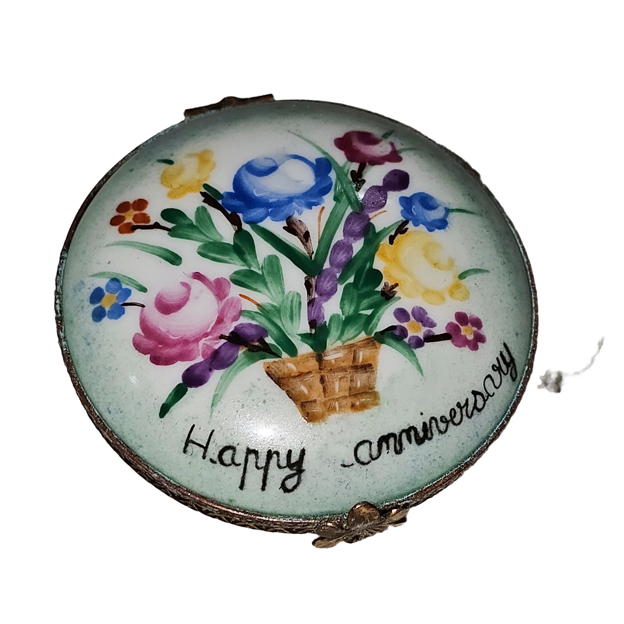 Anniversary Floral Keepsake Box Porcelain Limoges anniversary wedding French Trinket Box