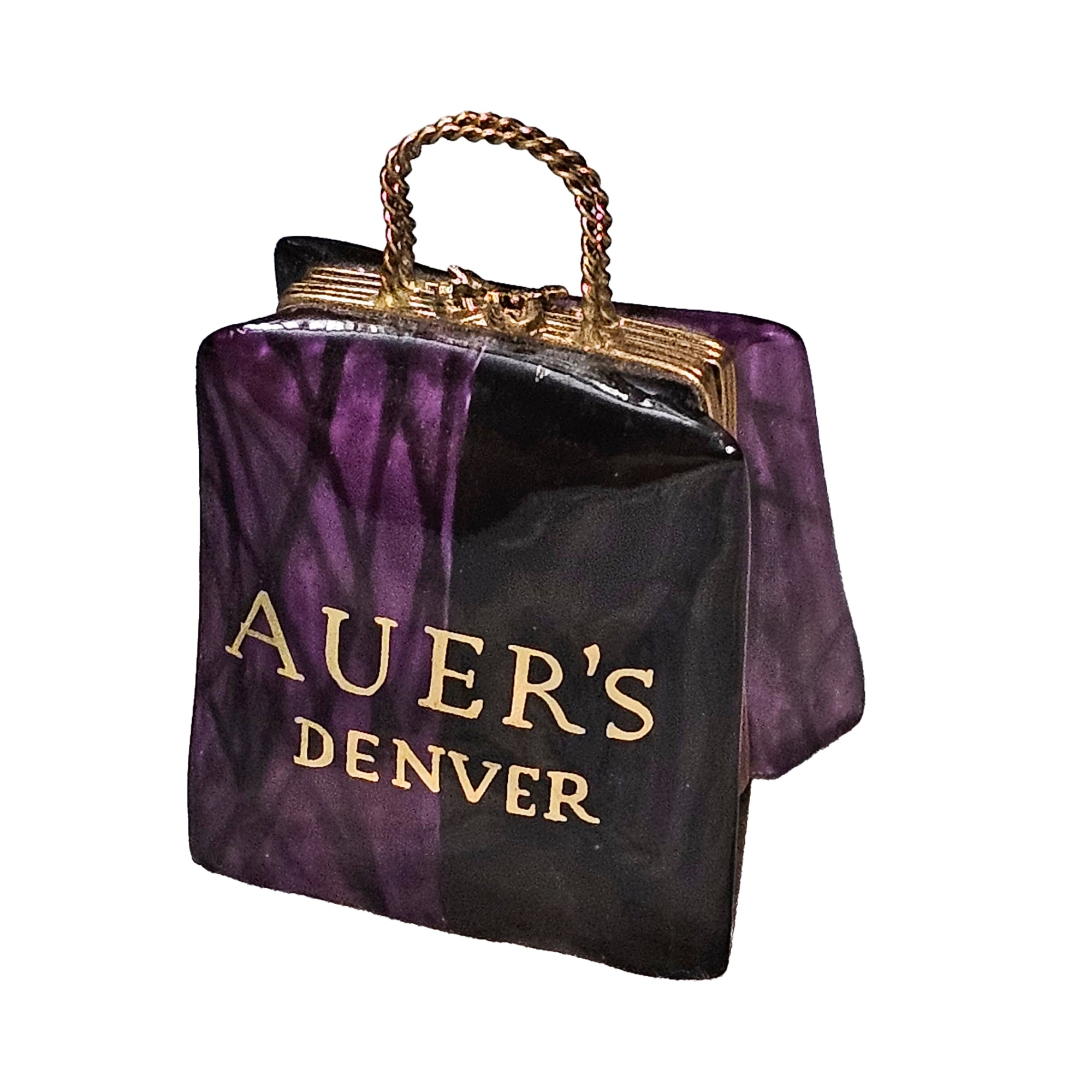 Auer's Denver Shopping Delight Porcelain Limoges bag purse French Trinket Box