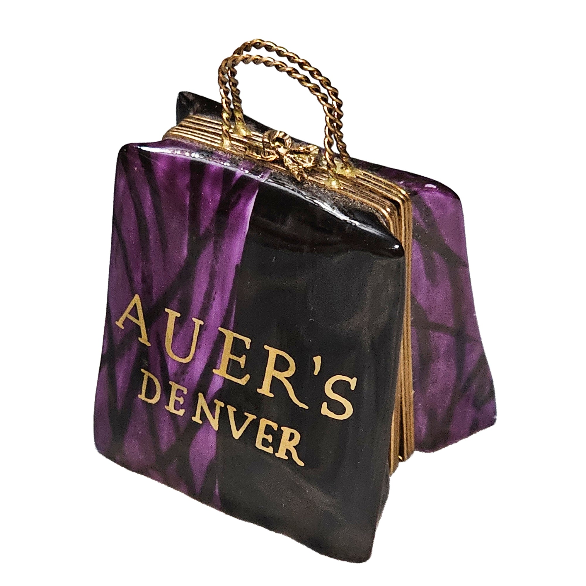 Auer's Denver Shopping Delight Porcelain Limoges bag purse French Trinket Box