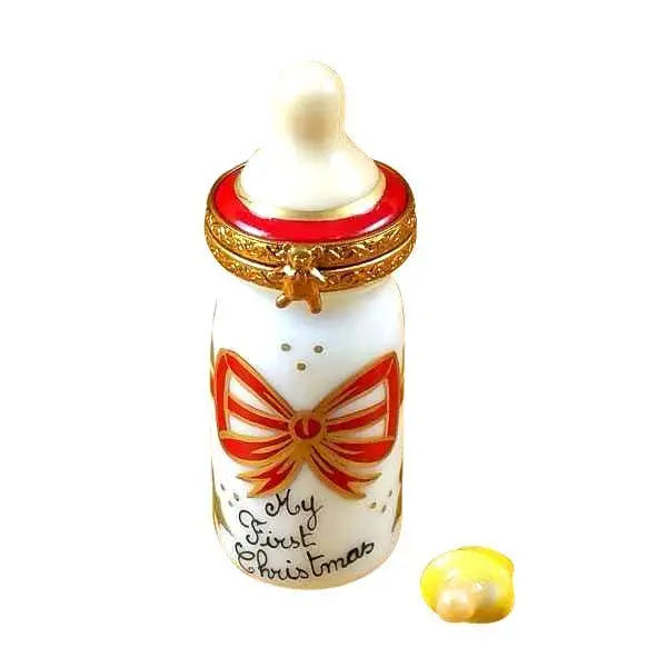 Baby Bottle - My First Christmas Porcelain Limoges xmas theme baby French Trinket Box