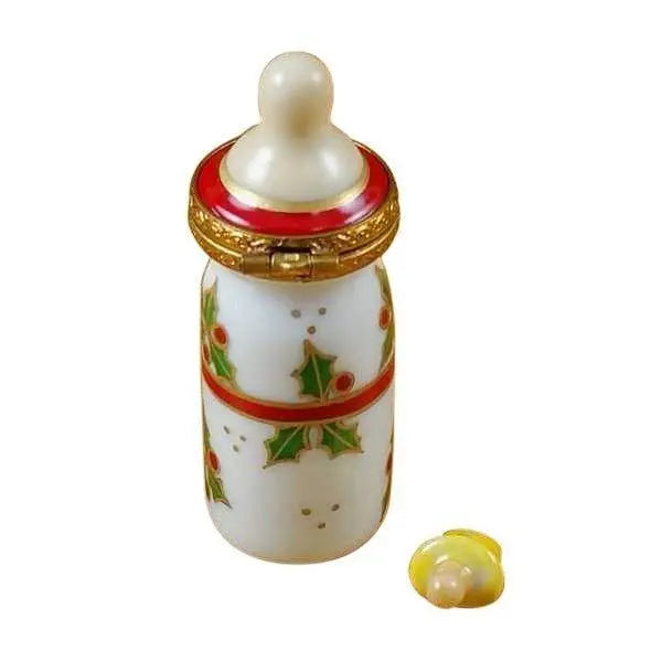 Baby Bottle - My First Christmas Porcelain Limoges xmas theme baby French Trinket Box