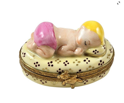 Pink Baby Sleeping Authentic Limoges Box