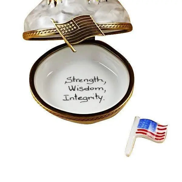 Bald Eagle with Removable American Flag Porcelain Limoges american patriotic wild bird French Trinket Box
