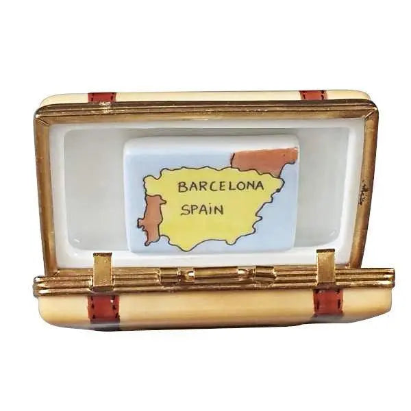 Barcelona Suitcase Porcelain Limoges travel bag French Trinket Box