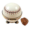 Baseball on Stand with a Removable Baseball Glove.. Porcelain Limoges sports limoges boxes French Trinket Box