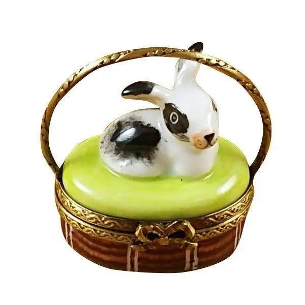Basket with Mini Rabbit Porcelain Limoges rabbit easter French Trinket Box