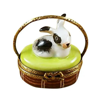 Basket with Mini Rabbit Limoges Box - Limoges Box Boutique