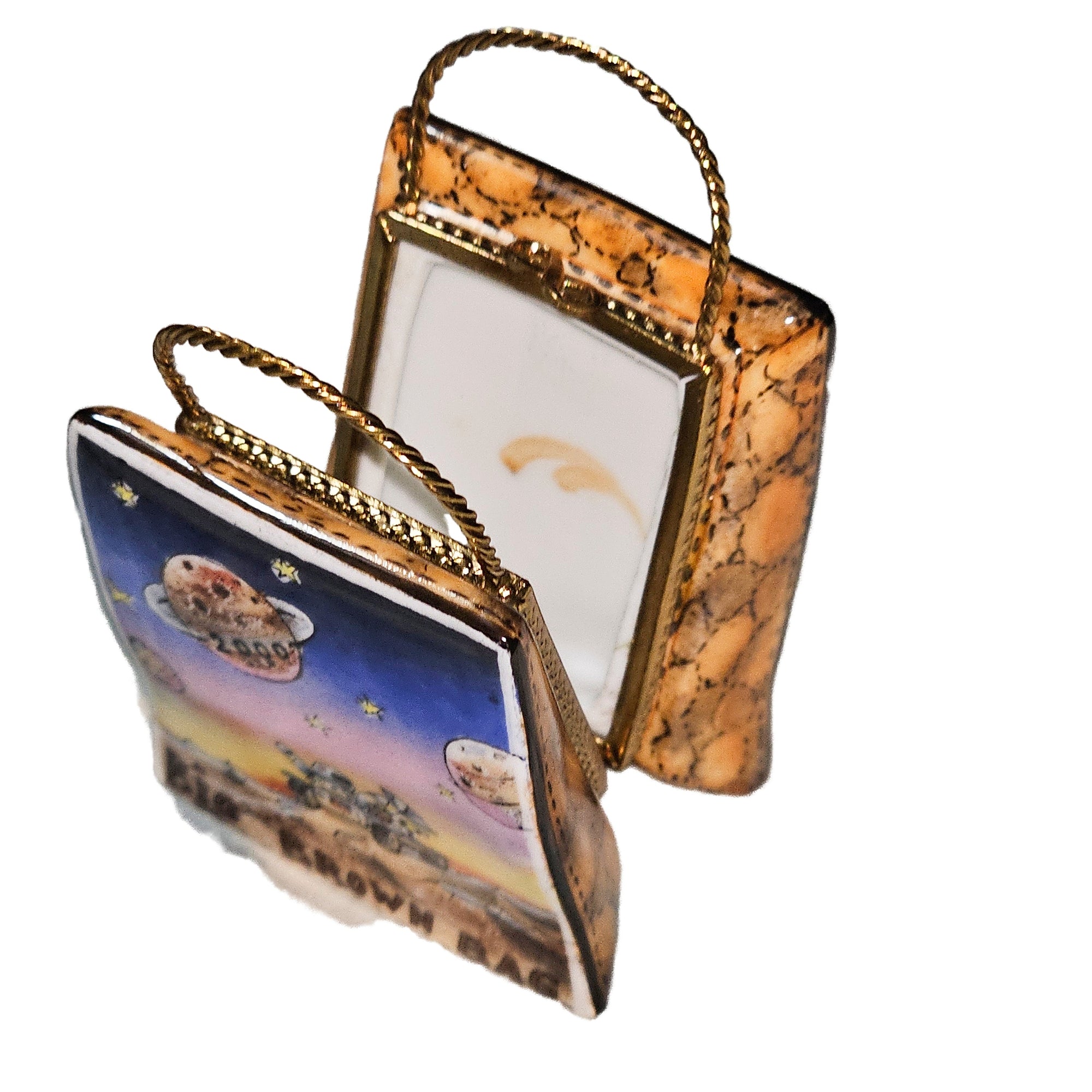 Big Brown Bag Limoges Treasure Porcelain Limoges purse bag French Trinket Box