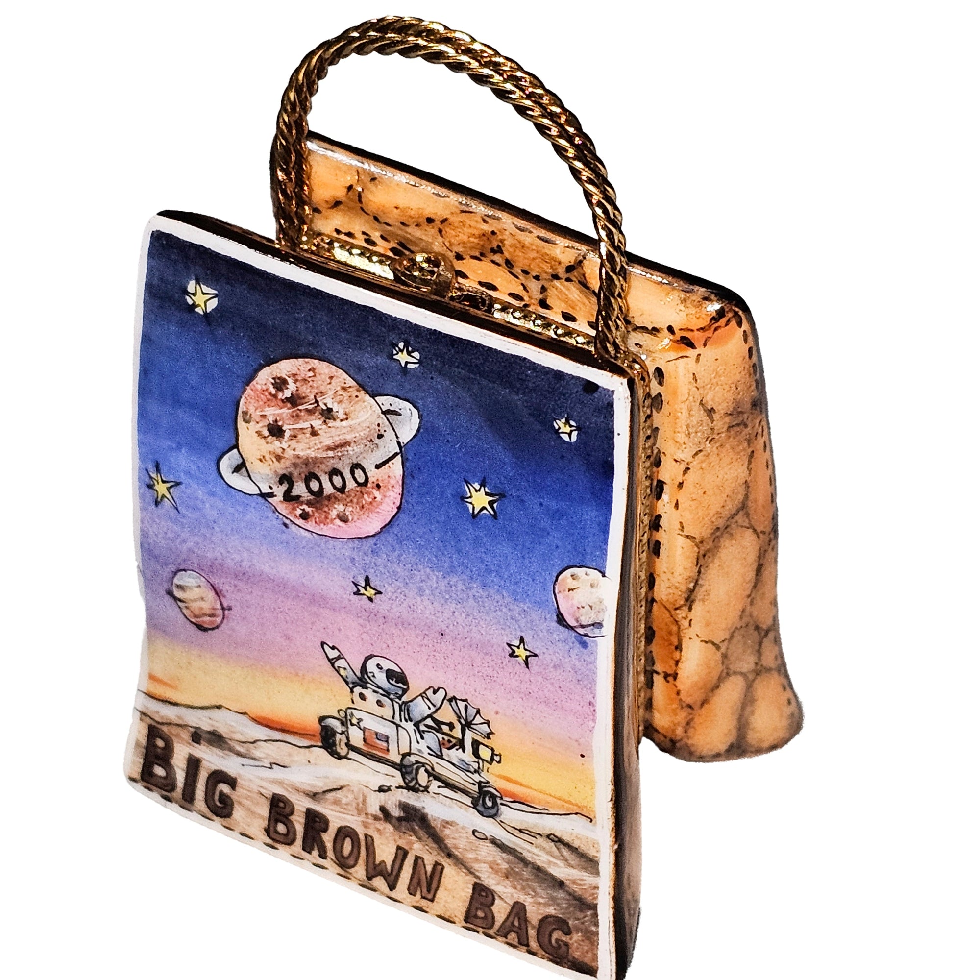 Big Brown Bag Limoges Treasure Porcelain Limoges purse bag French Trinket Box