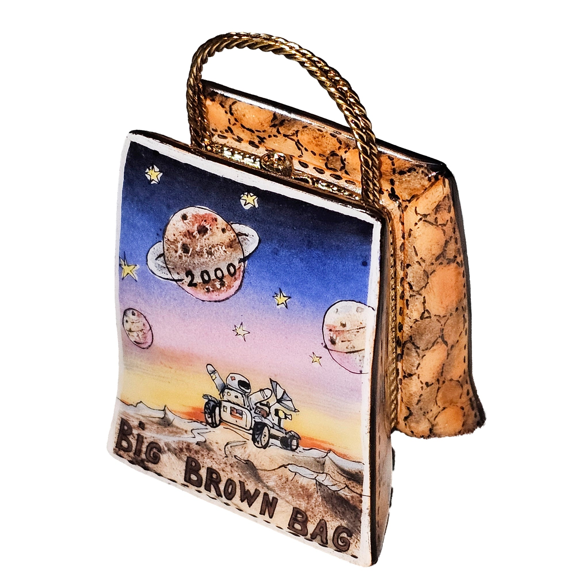 Big Brown Bag Limoges Treasure Porcelain Limoges purse bag French Trinket Box