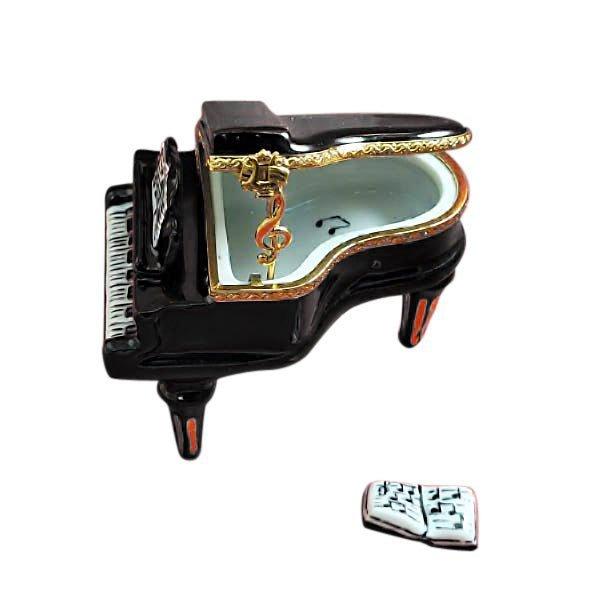 Black Grand Piano w Music Book Porcelain Limoges music Rochard Limoges Box French Trinket Box