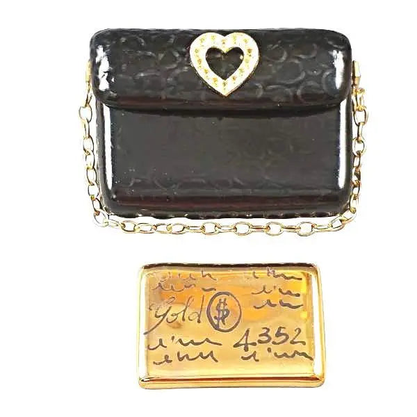 Black Purse Porcelain Limoges bag limoges boxes purse French Trinket Box