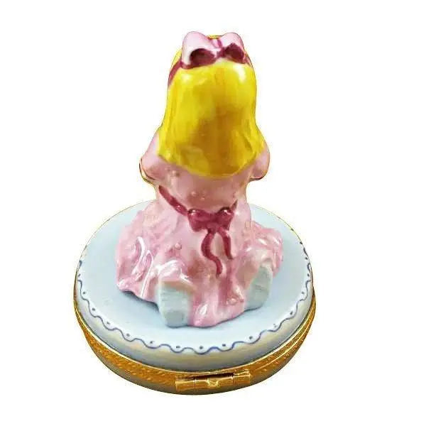 Blond Girl Praying Porcelain Limoges christian religion easter baptism French Trinket Box