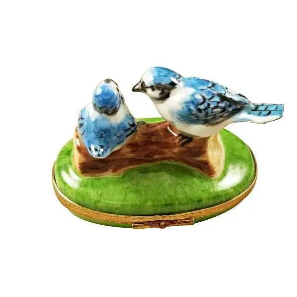 Blue Birds with Eggs Porcelain Limoges birds wild birds French Trinket Box