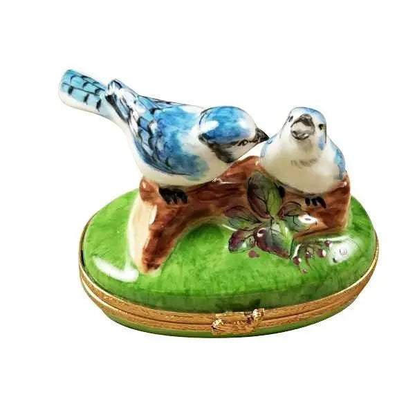 Blue Birds with Eggs Porcelain Limoges birds wild birds French Trinket Box