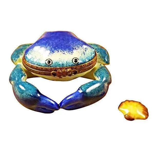 Blue Crab with Shell Porcelain Limoges fish ocean beach French Trinket Box