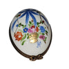 Blue Egg With Floral Bow Porcelain Limoges Egg French Trinket Box