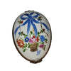 Blue Egg With Floral Bow Porcelain Limoges Egg French Trinket Box