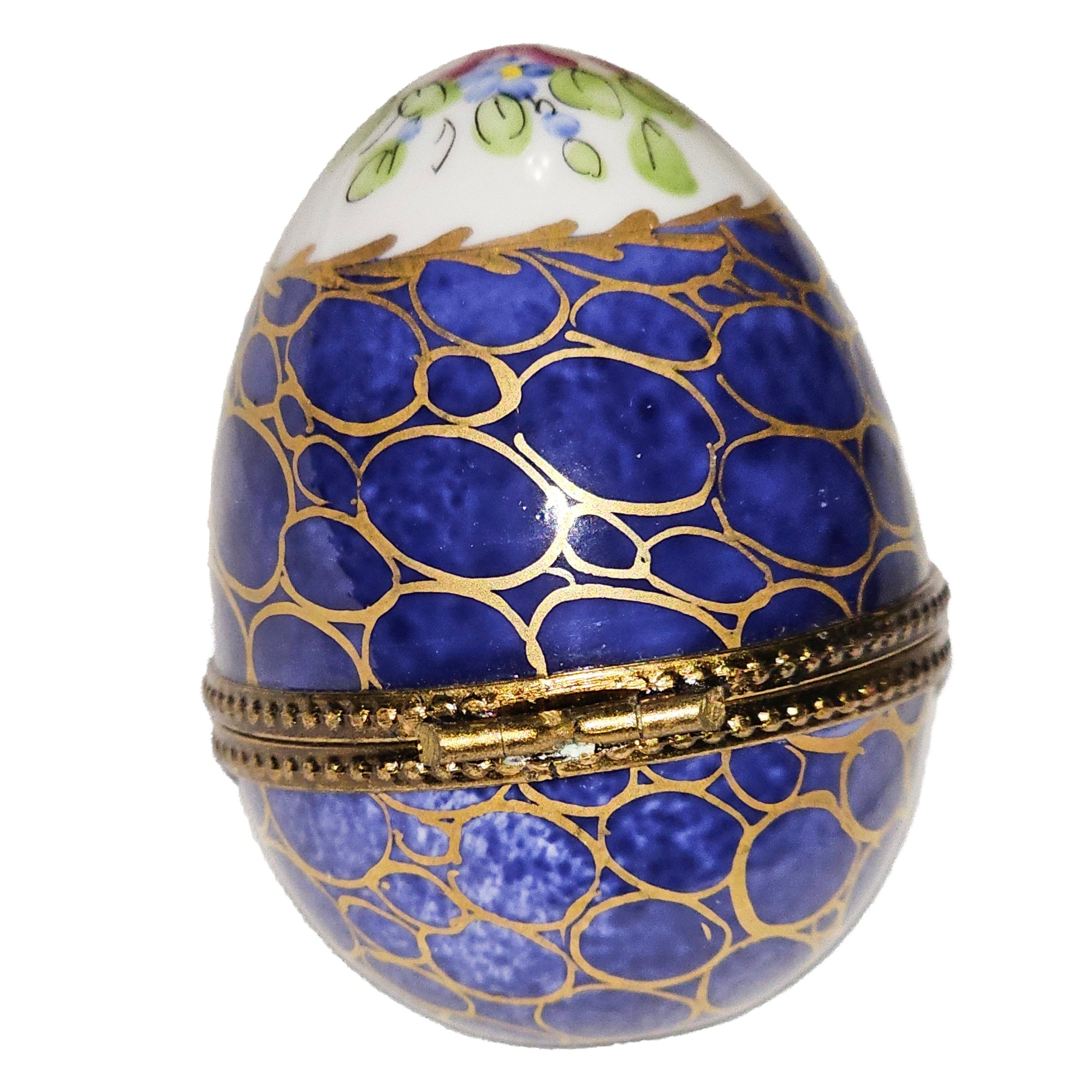 Blue Elegance Egg Box Porcelain Limoges egg French Trinket Box