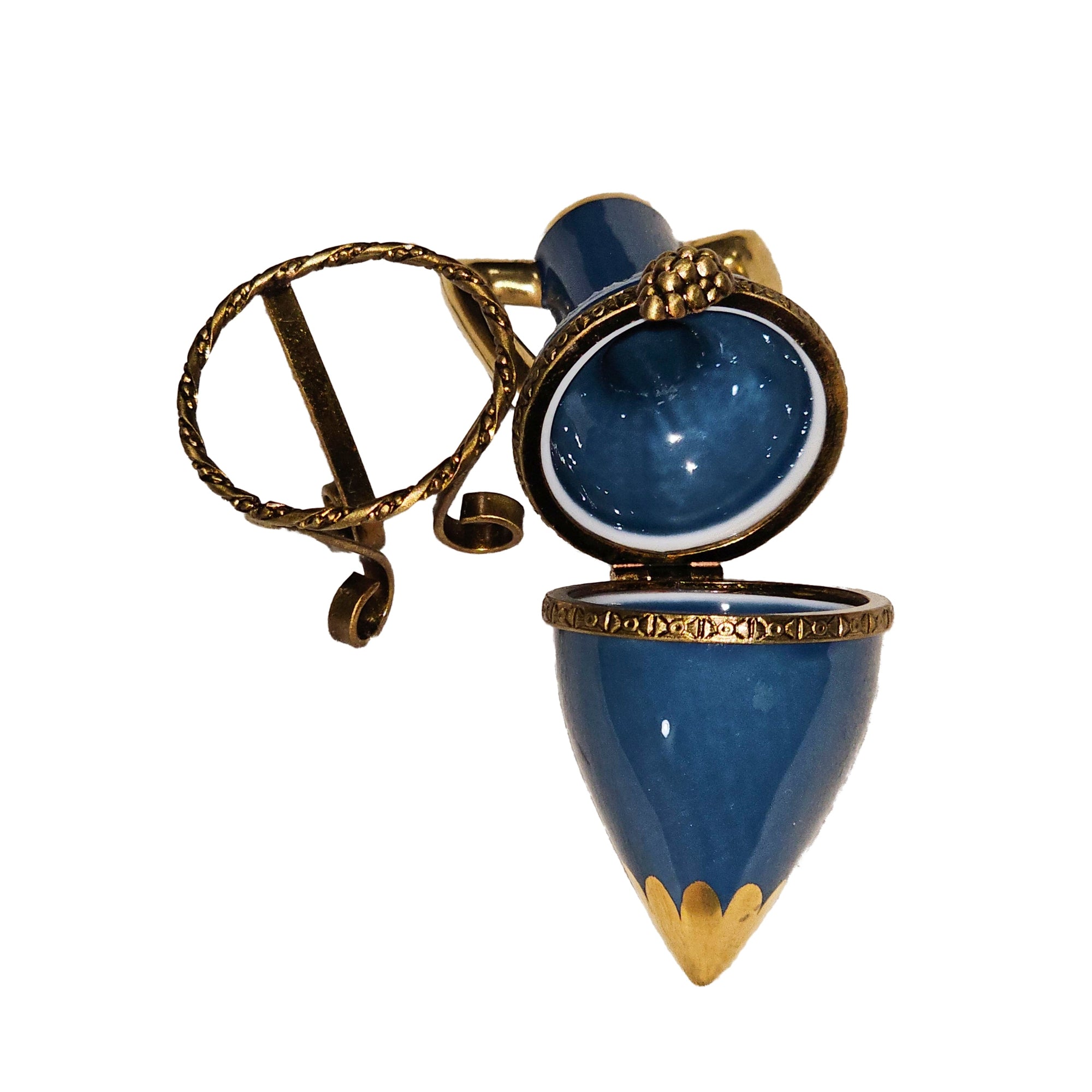 Blue Elegance Urn Box Porcelain Limoges furniture traditional French Trinket Box