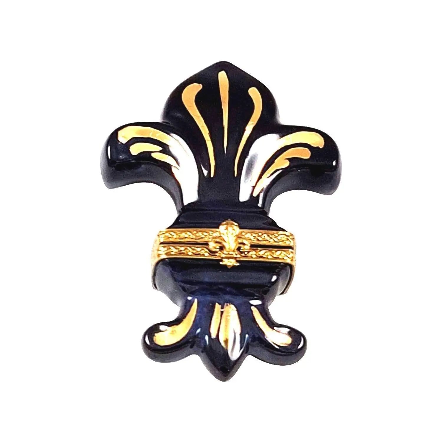 Blue Fleur De Lys Porcelain Limoges france paris French Trinket Box