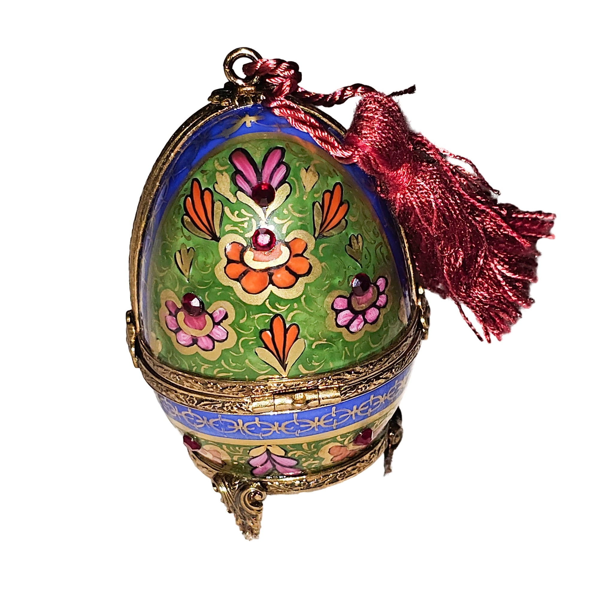 Blue Green Egg Perfume Box Porcelain Limoges Egg perfume French Trinket Box